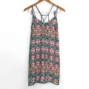 Strappy Geometric Print Sleeveless Dress/Tunic S